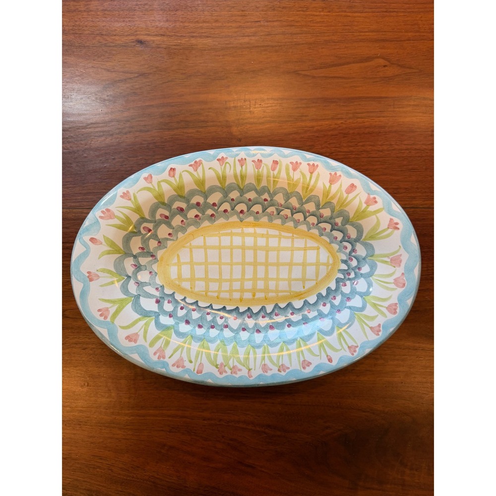 MacKenzie-Childs Victoria and Richard King Ferry Oval Platter Tulip 1991 Vintage